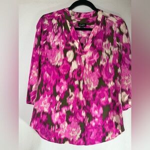 Jones New York Vibrant Pink and Cream Blouse